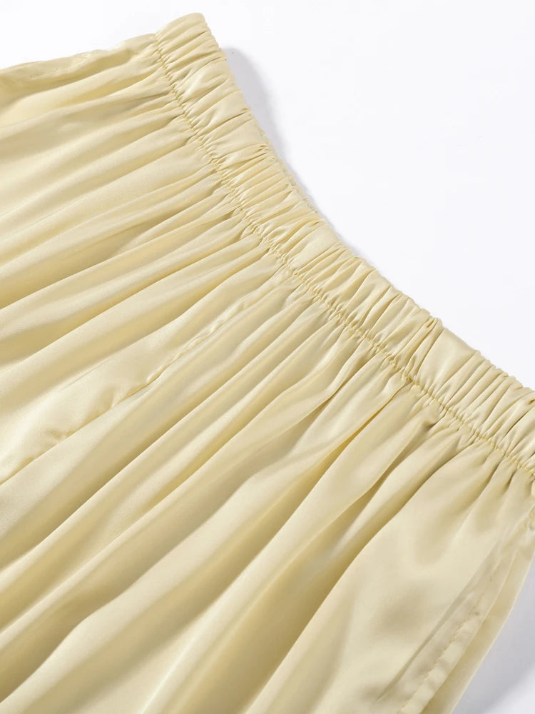 Women's Trousers 2 Pcs Suits Pleated Spaghetti Strap Cropped Tube Tops Elastic Waist Lace Up Pants Charming Ladies Partywear New