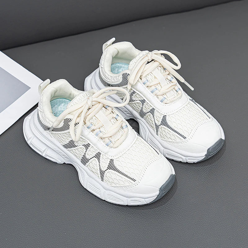 Kids Casual Shoes for Boys Girls Fashion Classic Air Mesh Summer Breathable Children Sports Running Sneakers Lace-up Non-slip