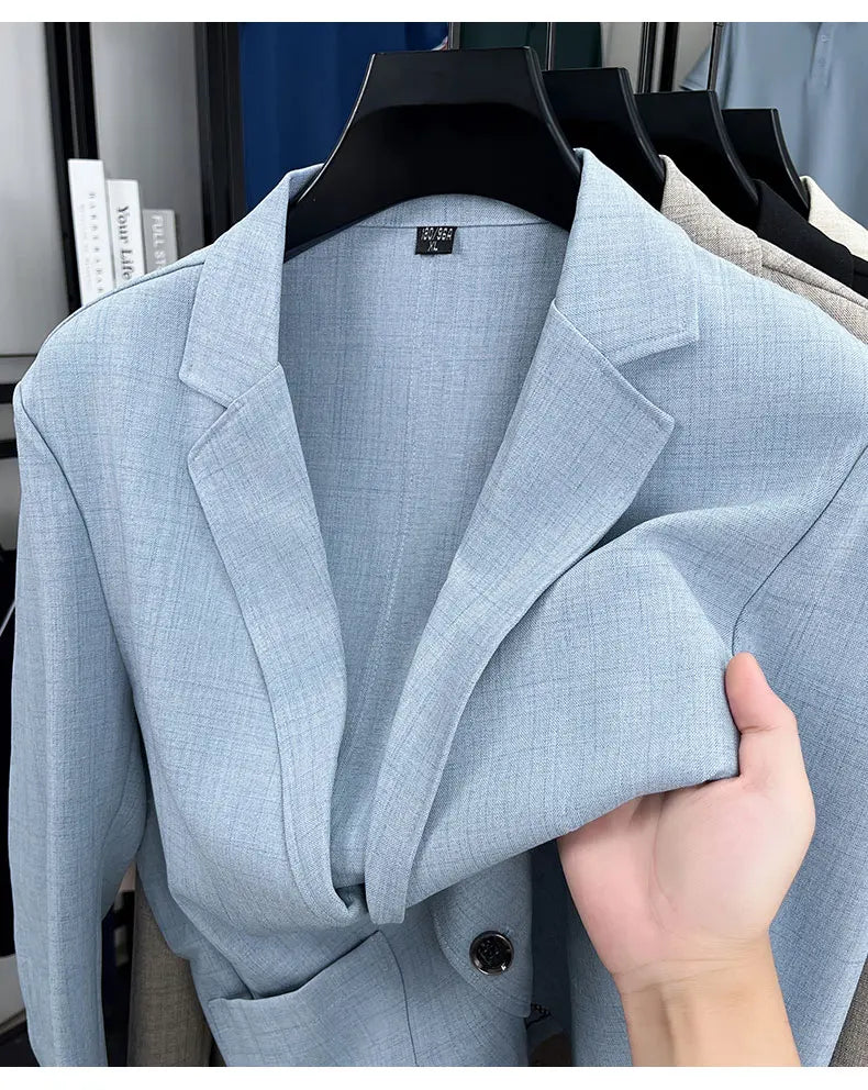 Mens Linen Blend Suit Jacket Lightweight Smart Casual Blazer Summer Sun Protection Outerwear Coat Wedding Prom Vacation Beach