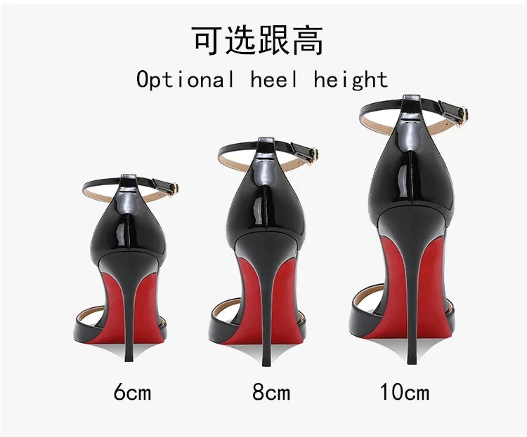 Summer new nude high heels for women, slim heels, stunning princess style, one button sandals with skirt 33-46