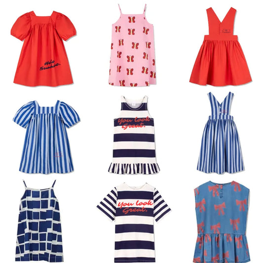 kids dress SS26 new SUMMER girls cute print Denim dresses