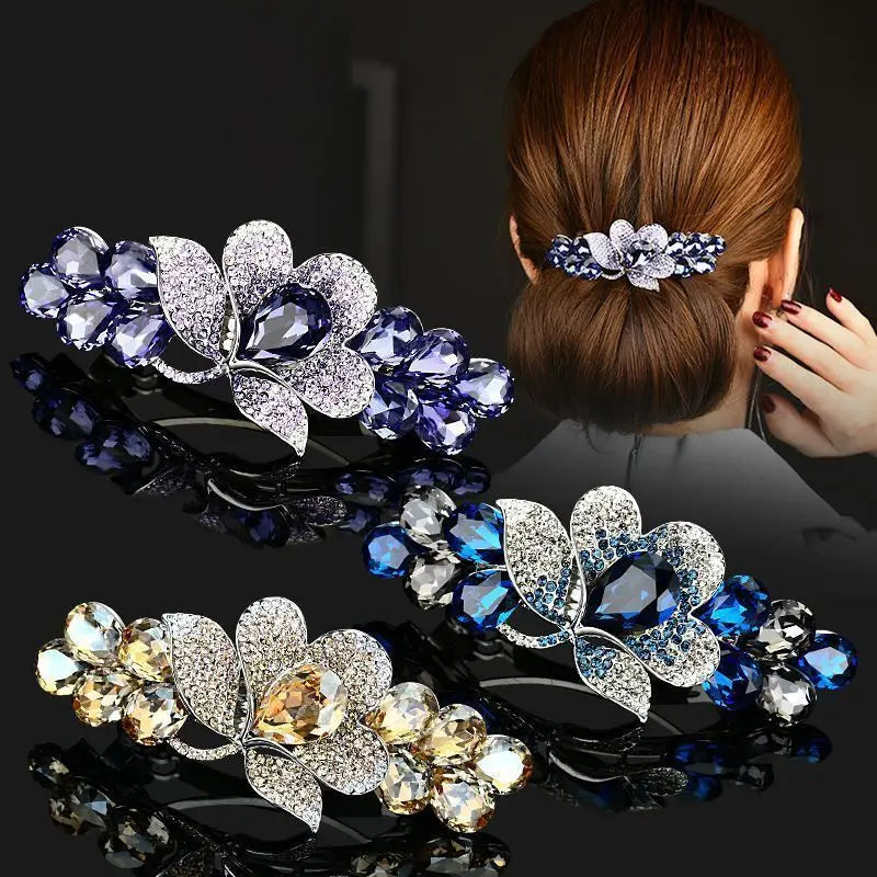 Korean Style Rhinestone Floral Hair Clip Mother Headdress Headpiece Female Hair Accessories Temperament Barrettes Hairpins BAZAARHUBO
