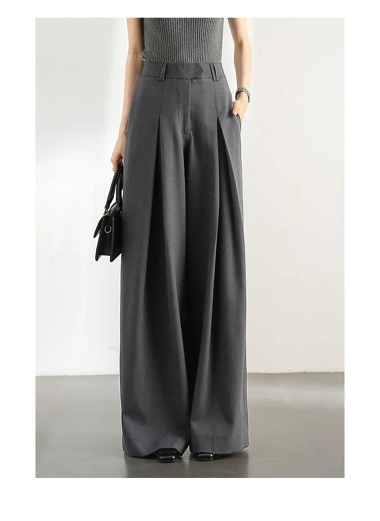 SENTUBILA Women Wide Leg Pants Office Lady Work Wear Trouser 2026 Spring Fashion Elegant Commute Full-length Pants 133K51993