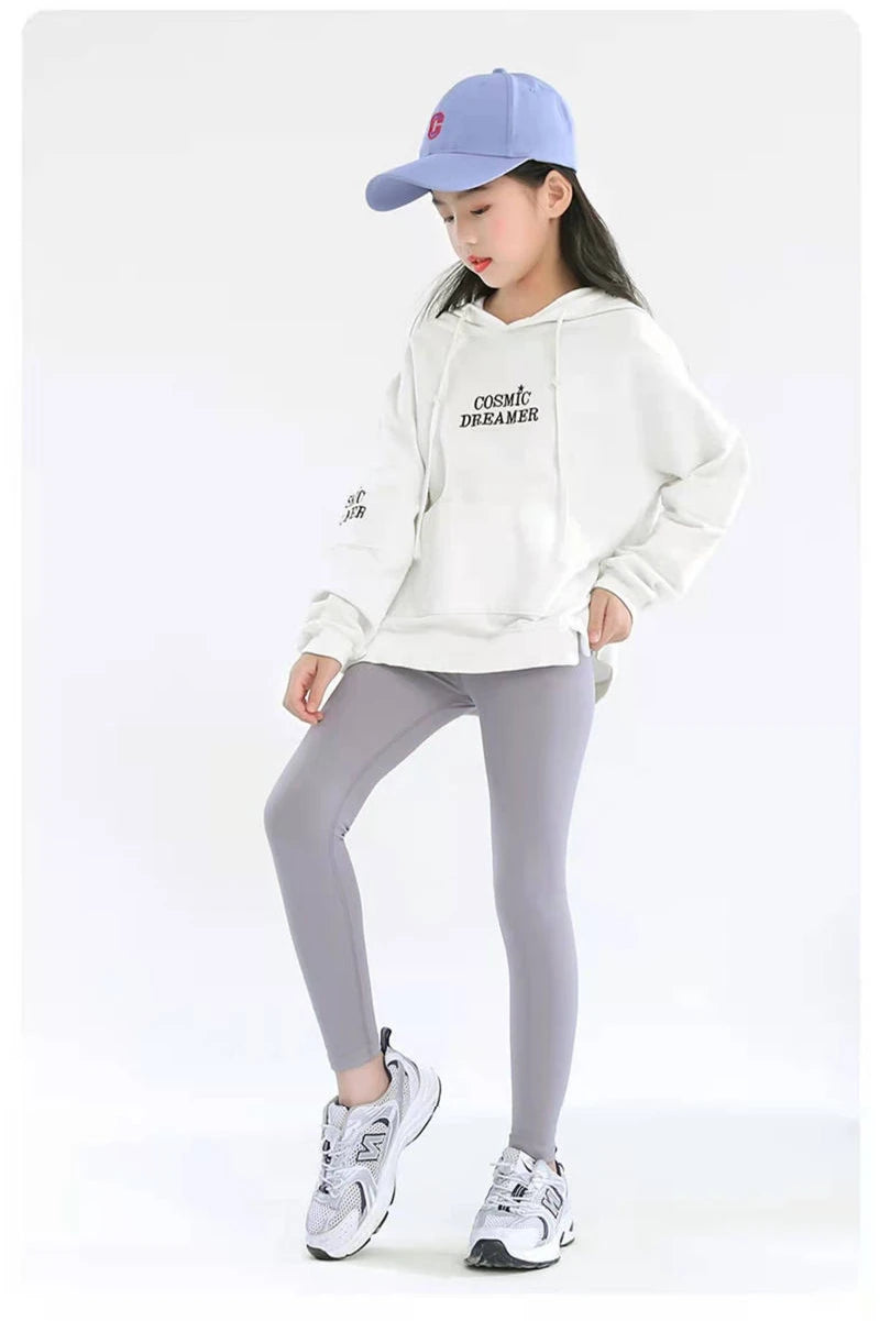 Autumn Solid Kid Leggings Girl Thin Tights Sweatpants 2+y Child Casual Ankle Length Pants Spring Toddler Skinny Cropped Trousers