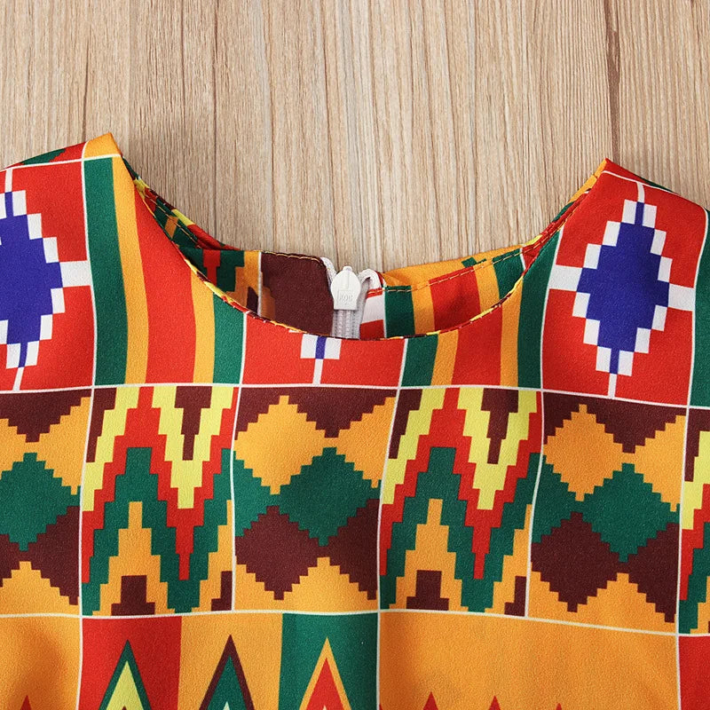 African Clothing National Print Summer Bohemian Style Kids African Kanga Clothes Beach Dress Vacation Hoilday Party Costume