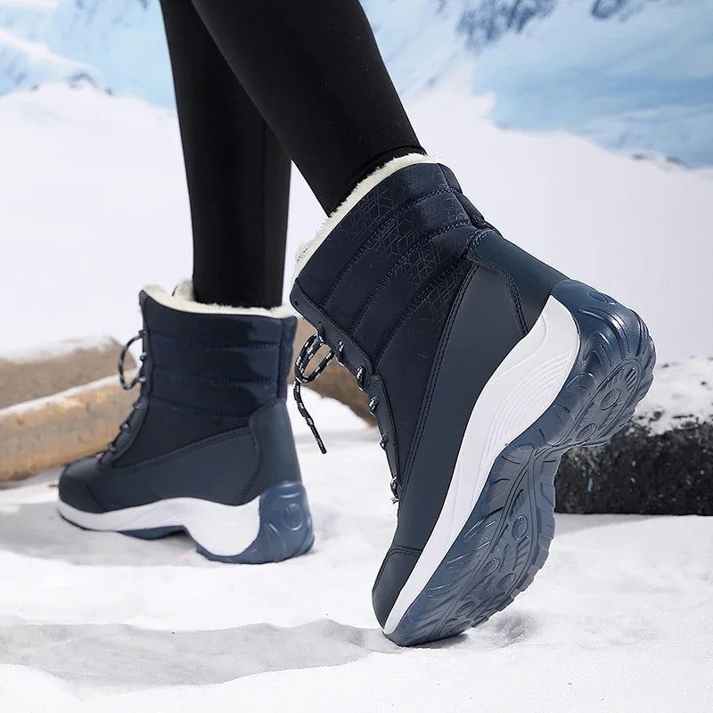 Women Platform Boots Winter Walking Shoes for Woman Plush Keep Warm Thigh High Boots Outdoor Winter Snow Black Ankle Boots 2025