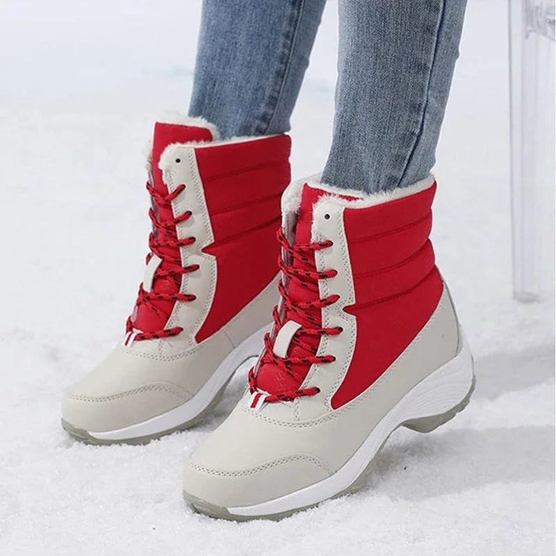Women Platform Boots Winter Walking Shoes for Woman Plush Keep Warm Thigh High Boots Outdoor Winter Snow Black Ankle Boots 2025