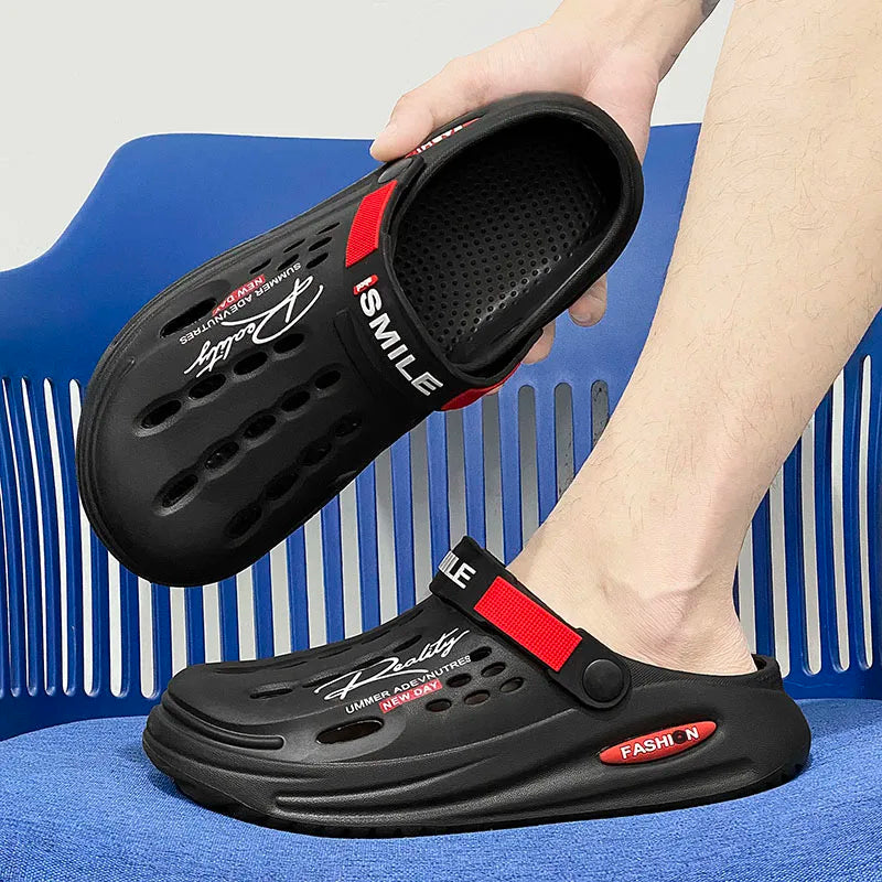 Summer Sandals for Men Massage Casual Slippers Non-Slip Slides Men's Sandals Indoor Outdoor Hole Beach Shoes Larger Size