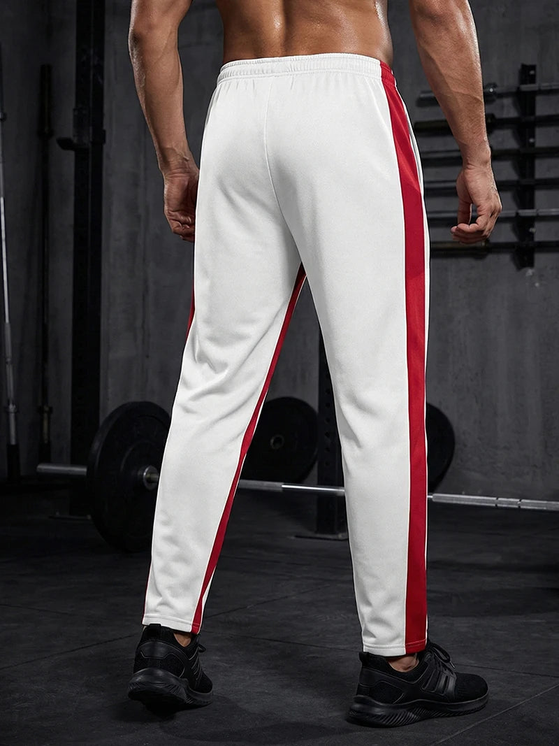 Mens Athletic Workout Running Jogging Sweatpants Fall Winter Warm Cozy Joggers Pants Colorblock Patchwork Trousers Activewear
