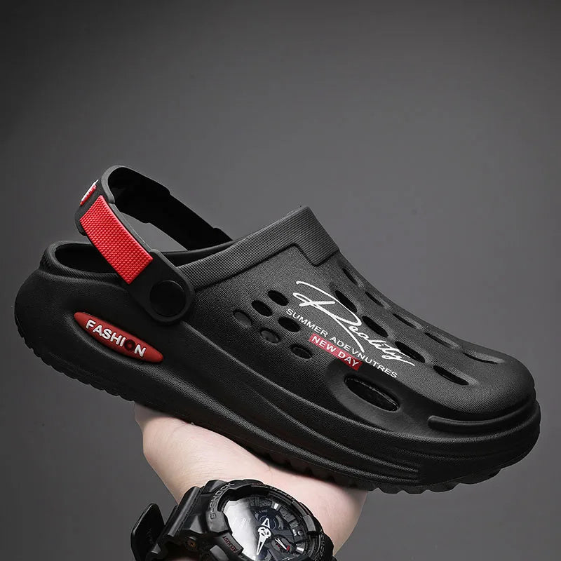 Summer Sandals for Men Massage Casual Slippers Non-Slip Slides Men's Sandals Indoor Outdoor Hole Beach Shoes Larger Size