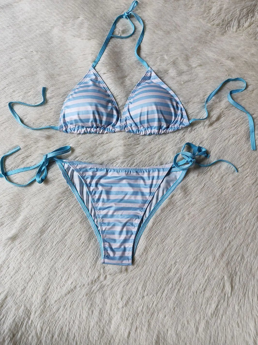 Sweet Bikini Mujer Micro Beach Wear Bikini Swimsuits Two-piece Women Triangle Swimwear Stripe Bathing Suit Women Clothing 2026