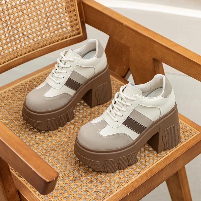 DIMANYU High heels Ladies Spring 2026 New 11cm Fashion Women's Shoes Platform Genuine Leather Lace-up Ladies Shoes