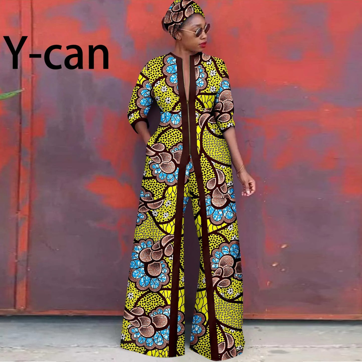 African Clothes for Women New Fashion Women Jacket Long Coat and Pants with Headscarf Ankara Print Elegant Party Dress 2426005