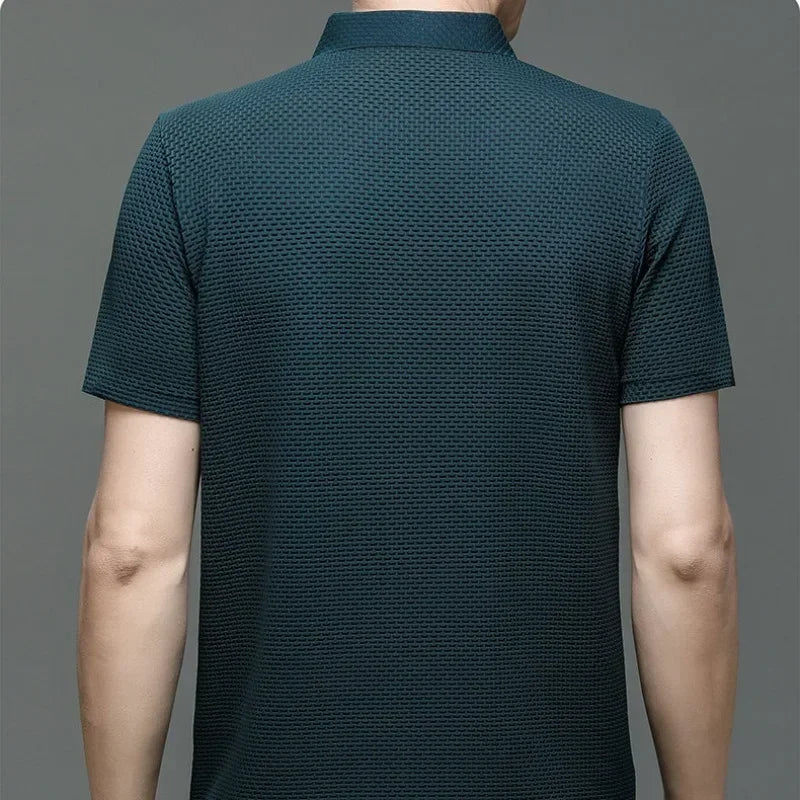 Brand Clothes Summer New Men's Short Sleeve T-shirt Ice Silk Cool and Breathable POLO Shirt Business Casual Sweat-absorbing Top