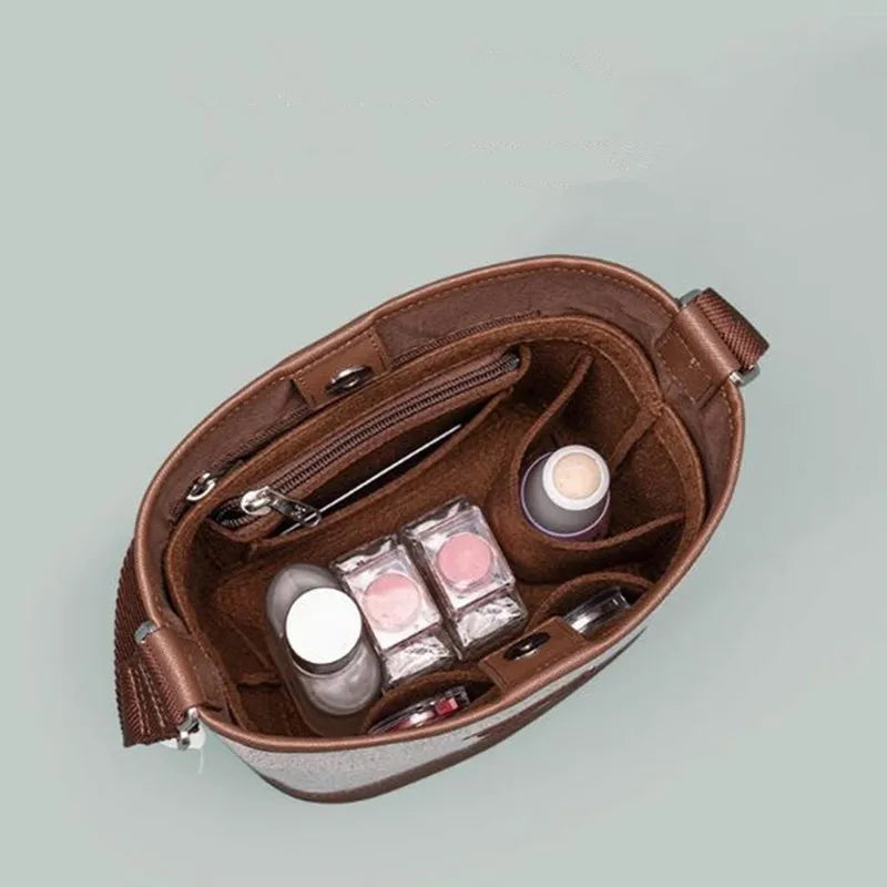 Multi-Pocket Felt Insert Bag Organizer Makeup Organizers Liner Perfect for Women Handbags Bucket Bag Bag Accesories Cosmetic Bag