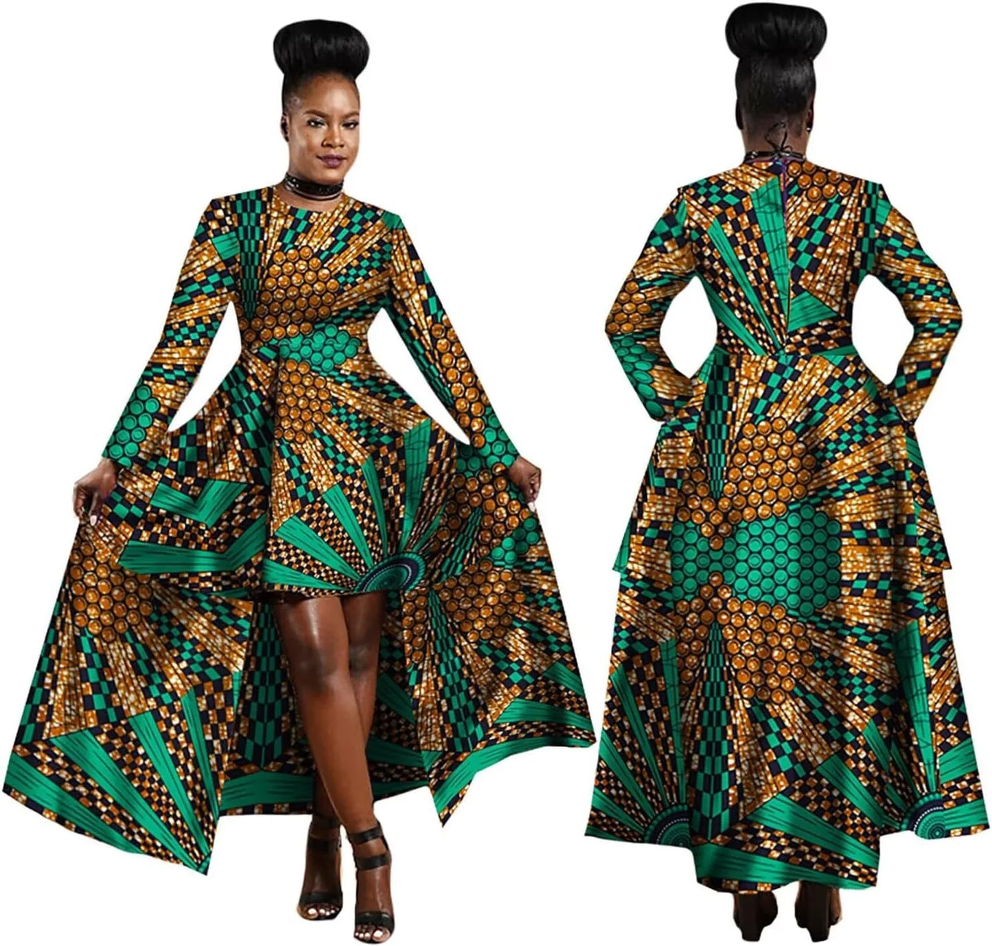African Dresses for Women Dashiki Kente Style Print Dress Cotton Wax Print Sexy Maxi Long Dress for Ladies Africa Clothes WY1268