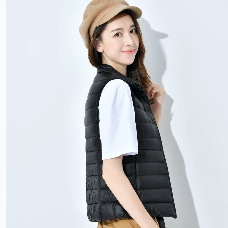 Ultralight Down Vest Women 2026 New Sleeveless Jacket Female White Duck Down Waistcoat Female Warm Puffer Jacket Outwear M-8XL