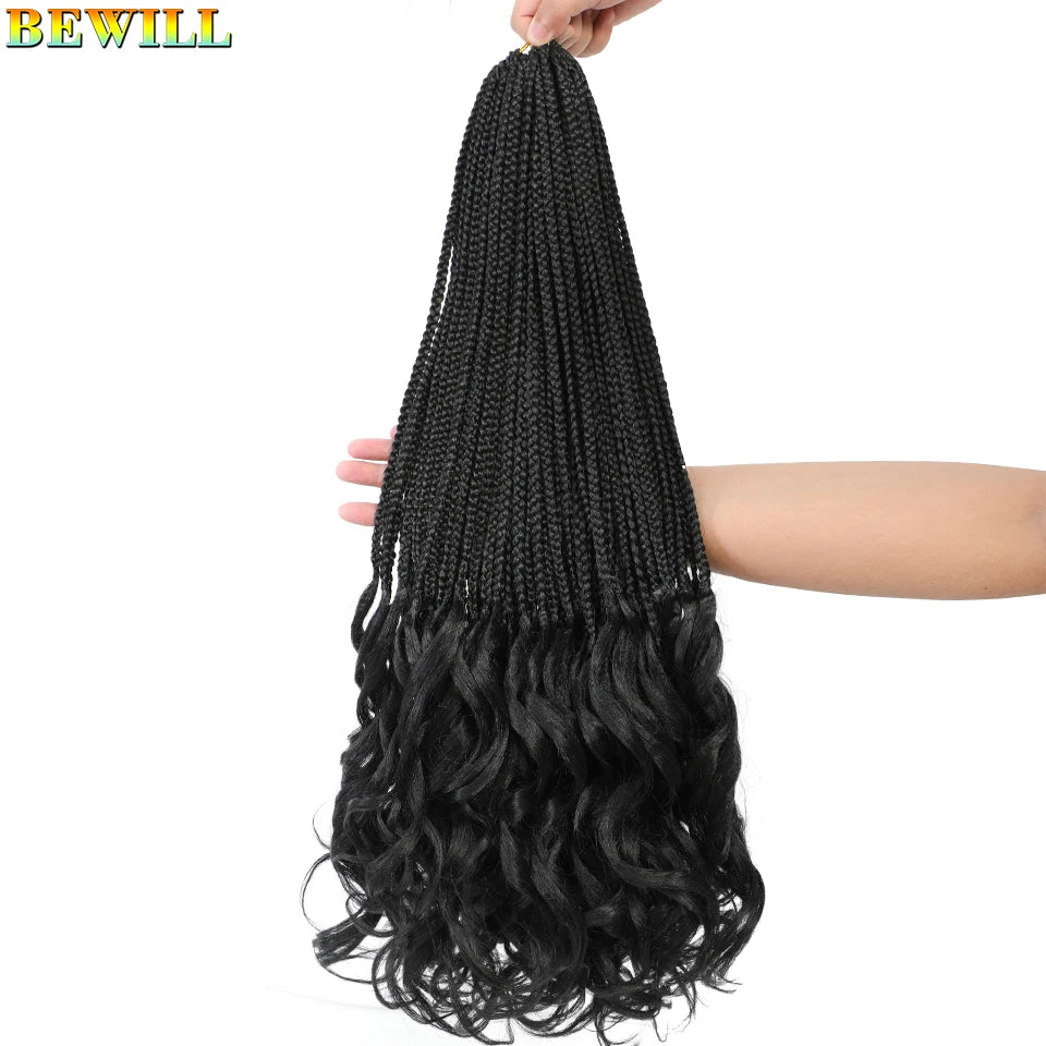 14 18 24 Inch French Curl Crochet Braids Boho Goddess French Curl Box Braids Crochet Hair Synthetic French Curly Braiding Hair