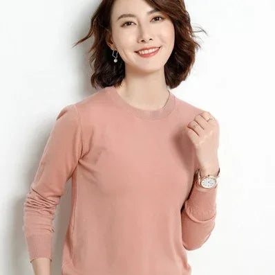 Autumn Winter Women's Sweater O-neck Cashmere Solid Pullovers Slim Bottoming Shirt Long Sleeve Casual Basic Pull Femme Sweater