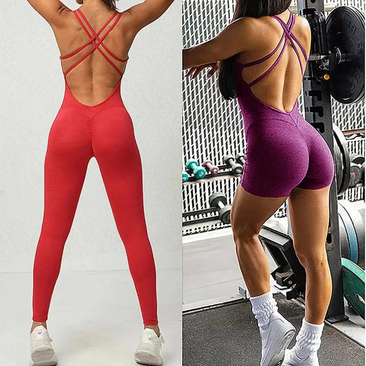 New Pad Active Wear Gym Yoga Set Women Fitness Scrunch Legging Women Workout Female Sports Outfit Suits Exercise Jumpsuit