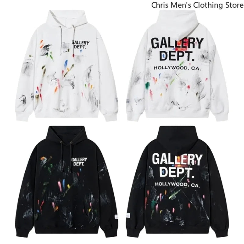 Autumn Trendy Men's Long Sleeve Thermal Hoodie Streetwear New High Street Loose Fleece Hoodie Letter Print Casual Sweatshirt BAZAARHUBO