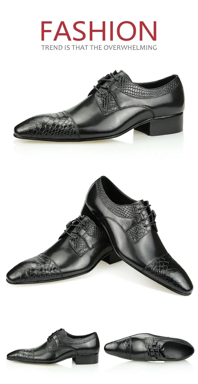 Luxury Wedding Red Shoes For Men Lace Up Fashion Derby Shoes Formal Business Office Genuine Leather Pointed Toe Dress Man Shoe