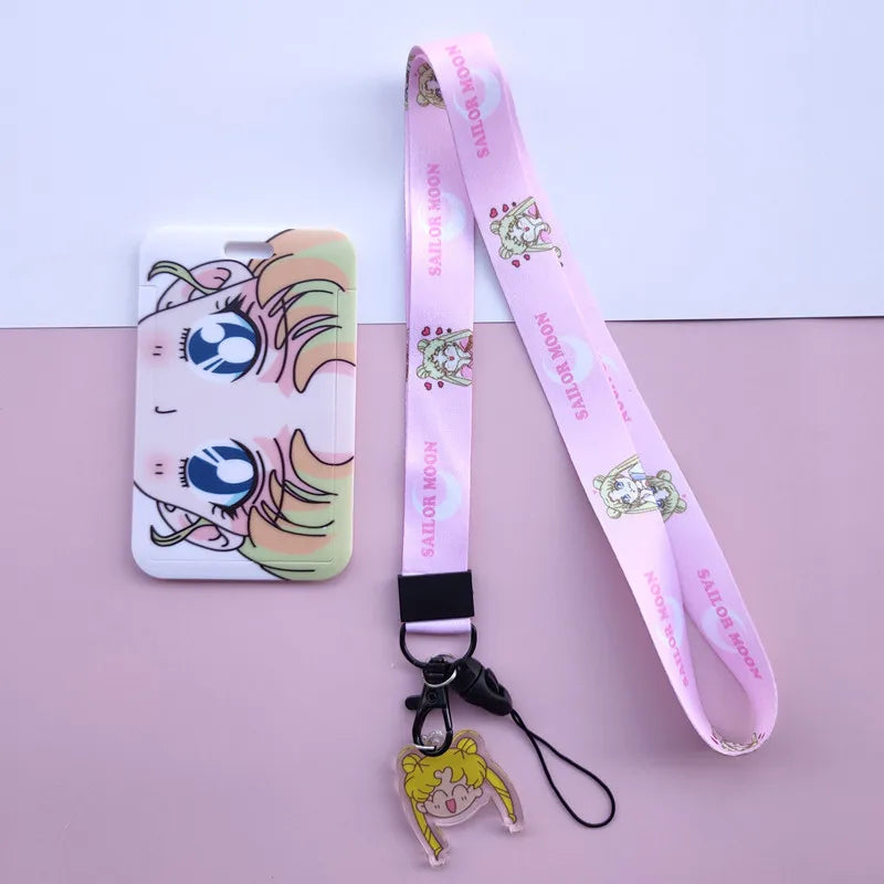 New Cartoon Girls Anime Lanyard Credit Card ID Holder Bag Student Women Travel Bank Bus Business Card Cover Badge