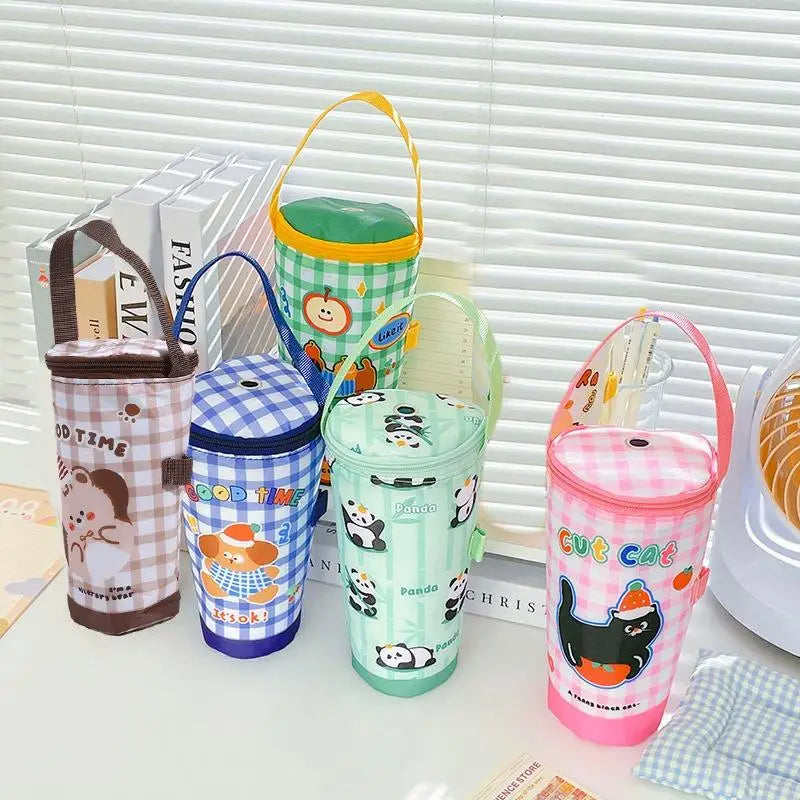 Portable Milk Tea Tote Bag Heat Preservation Bag Carrying Insulated Cup Cover Umbrella Bag Handbag Camping Drinkware Accessories
