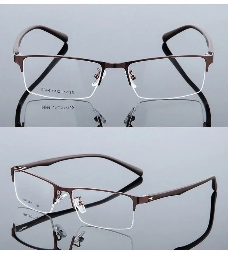 VCKA Half Frame Men Business Myopia Prescription Glasses Alloy Photochromic Anti Blue Ray Shortsighted Eyewear -0.5 TO -10 BAZAARHUBO