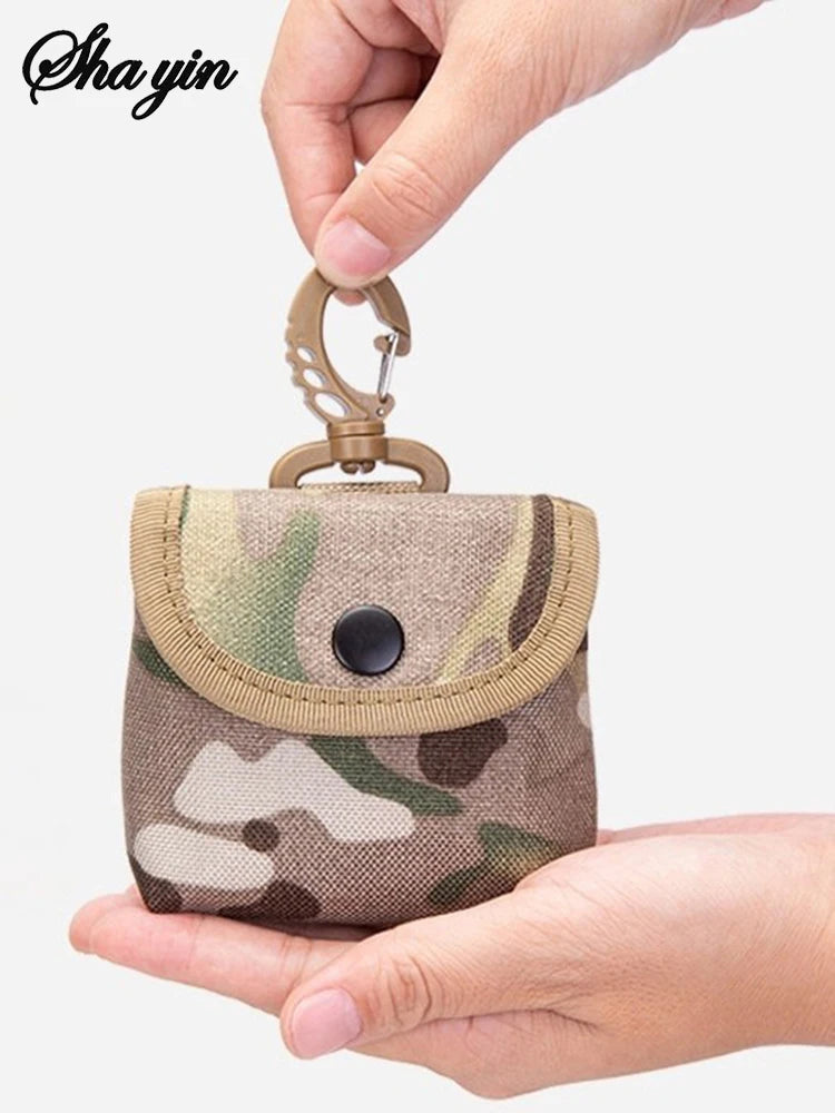Waterproof Camp Mini Oxford Fabric Keychain Bag, Outdoor Hunting Camouflage Waist Bag for Earphone Keys Coin，EDC Carry Organizer