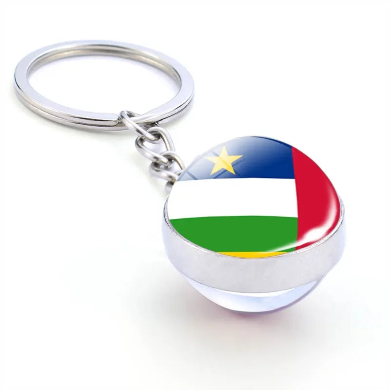 Africa National Flag Keychain  Nigeria South Africa Keyrings Crystal Ball Jewelry Fashion Double Side Glass Ball Men Women Gift