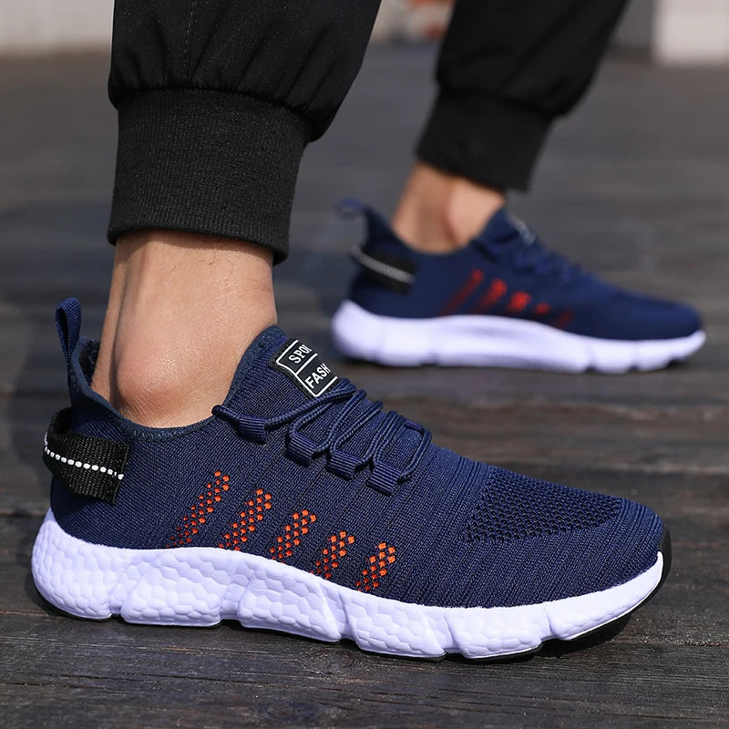 Men's  Cushioned Running Shoes Knitted Mesh Breathable Soft Soled Sneakers Fashion Forward Lightweight Outdoor Exercise Shoes