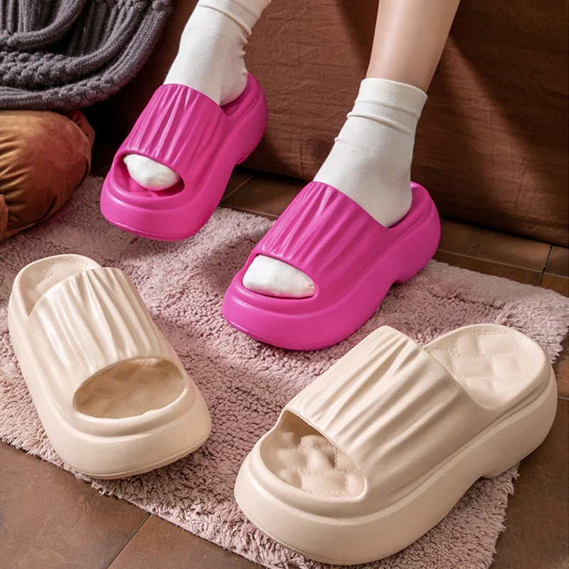 Thick Sole EVA Slippers for Women Fashion Home Platform Slippers for Summer Outwear Non Slip Elevated Sandals for Women