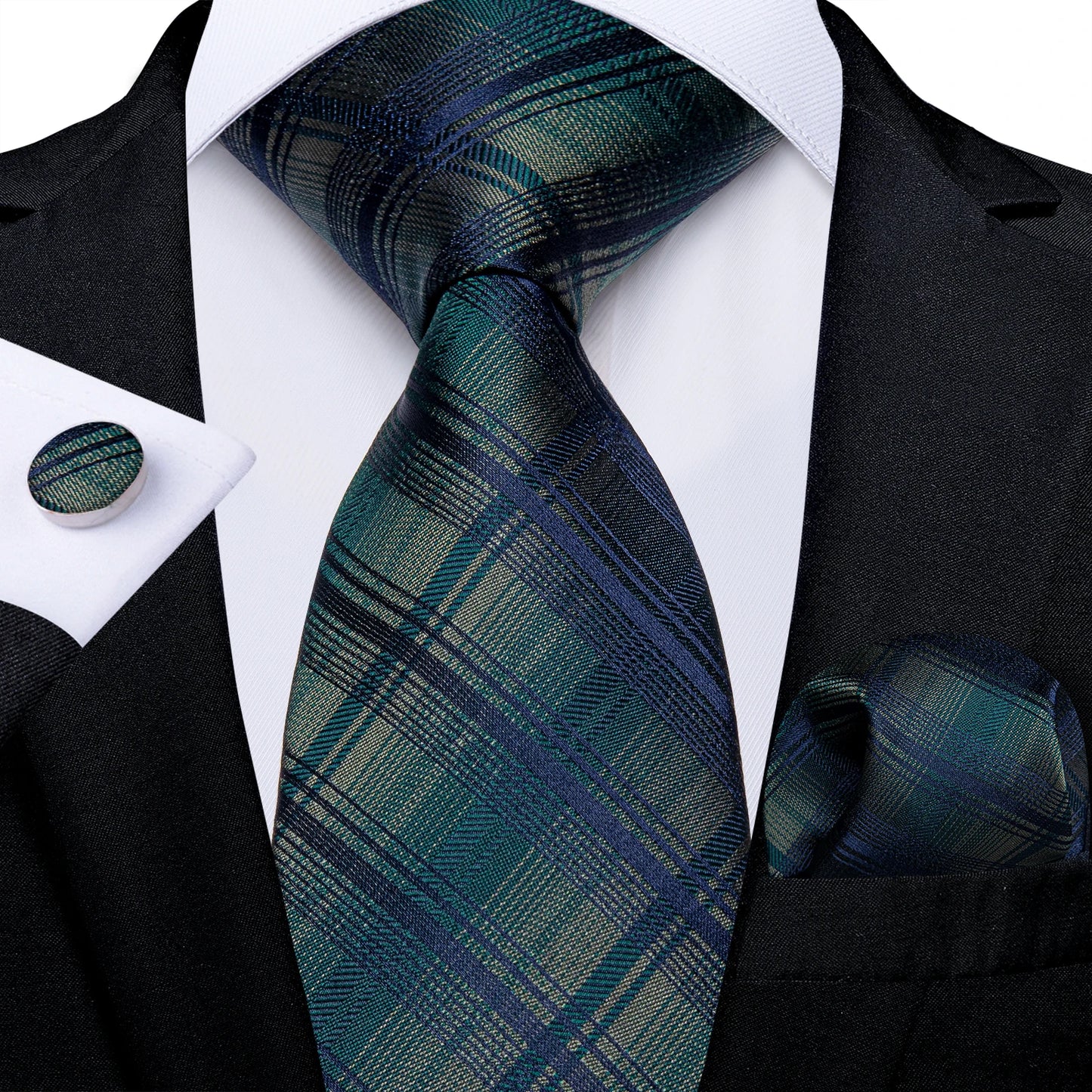Dark Red Plaid Silk Ties for Men Classic 8cm Business Wedding Party Accessories Pocket Square Cufflinks Gift DiBanGu Dropship BAZAARHUBO