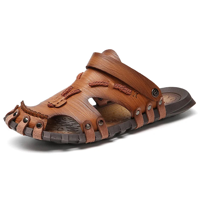 Summer Handmade Leather Sandals for Fashion Men Casual Shoes Comfortable Slippers