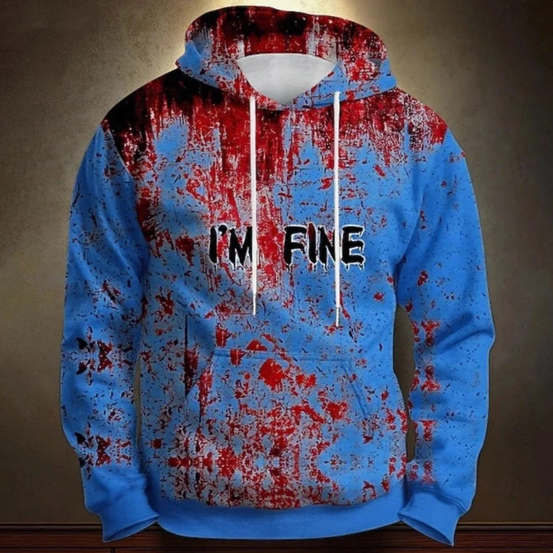 Halloween Men's Hoodie Blood Stain 3D Print Sweatshirt Exaggerated  Long Sleeve Sweatshirt Hoodie Oversized Men's Clothing BAZAARHUBO