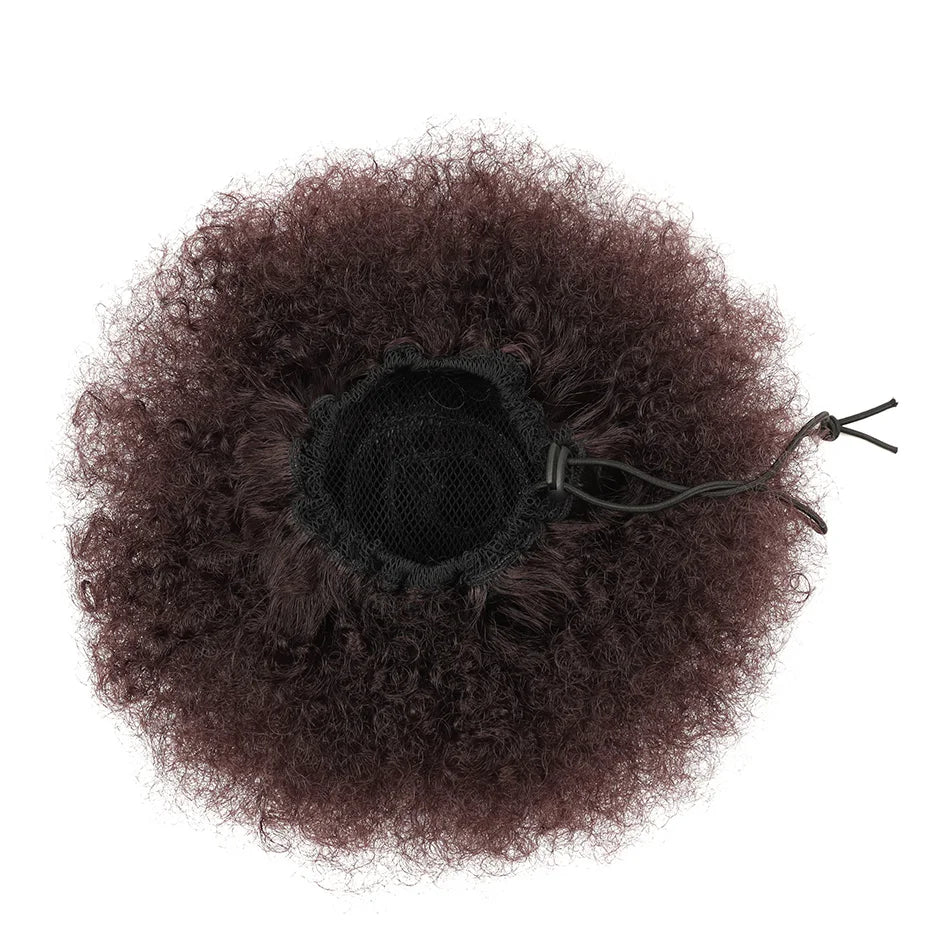 Synthetic Afro Puff Drawstring Ponytail Hair Pieces Clip on Ombre Honey Colored Blonde Kinky Drawstring Curly Ponytail