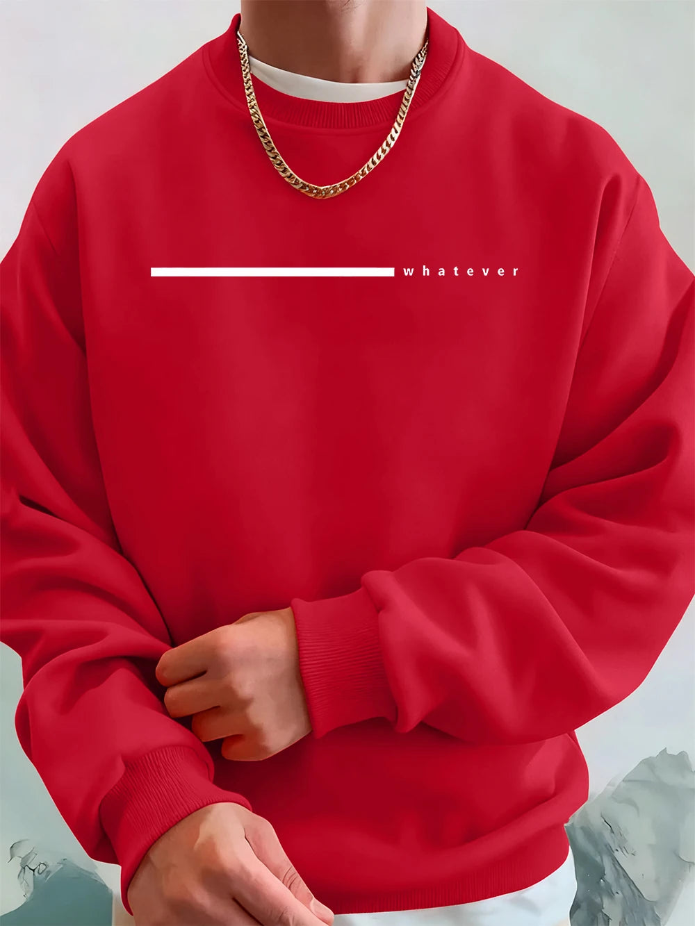 Simple Whatever Letter Printed Men'S Sweatshirt Winter Loose Hoodie Sports Crewneck Fleece Warm Sportswears Basics Men Clothes BAZAARHUBO