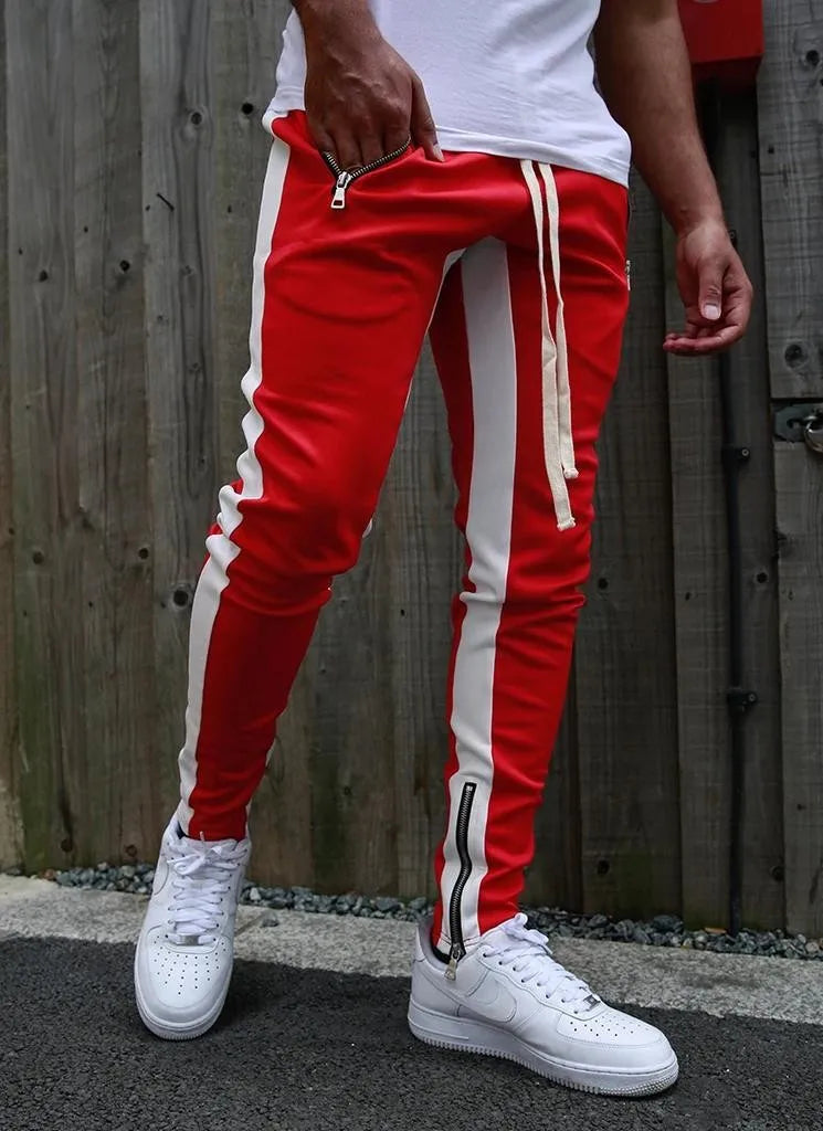 Men's casual and fashionable long pants, tight fitting gym sports pants, street wear, runners' small foot sports pants
