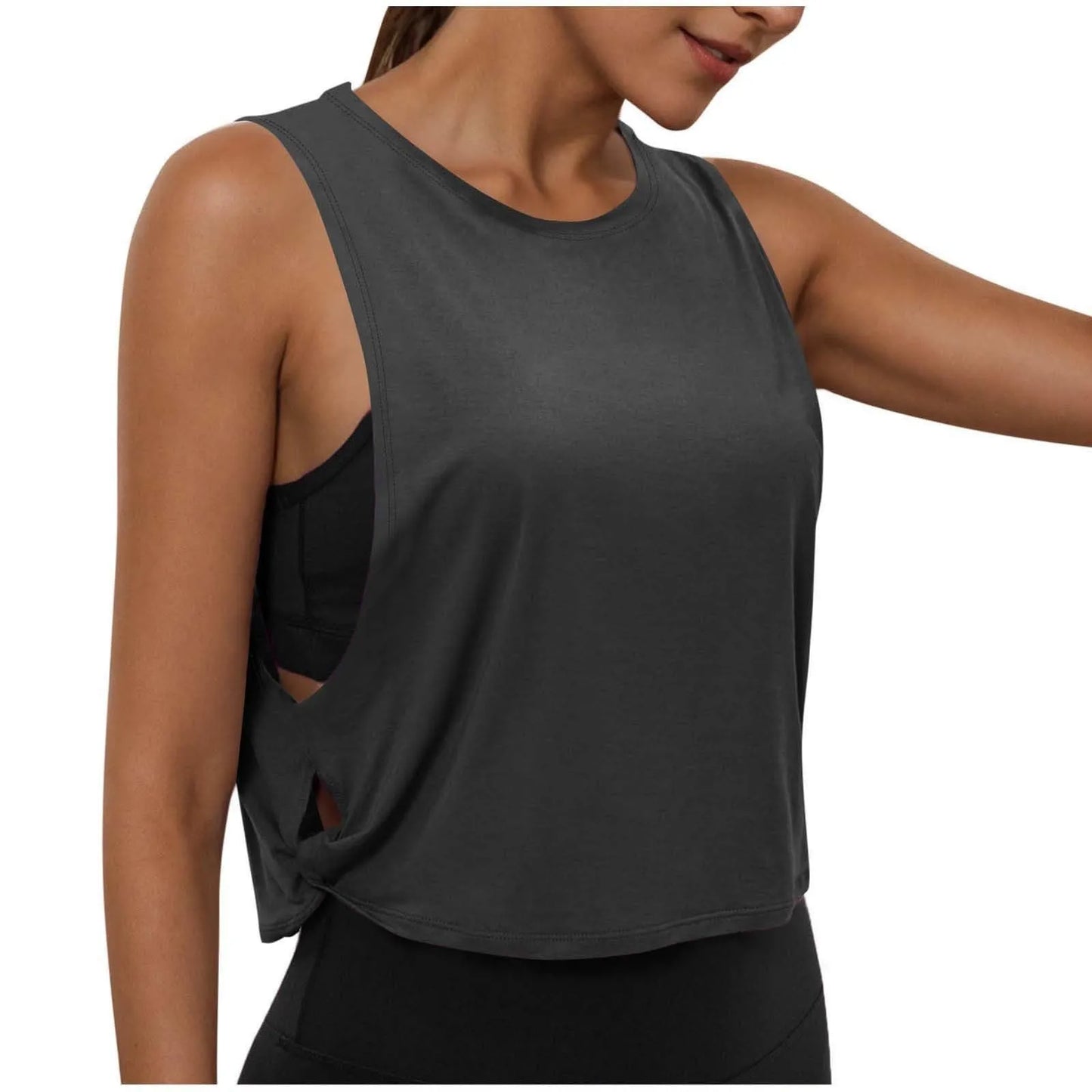 Women Sleeveless Yoga Top Breathable Gym Vest Tank Crop Top Running Tee