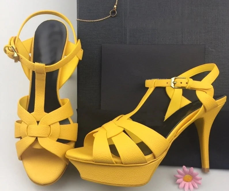 Platform Cross Strap Women Sandals Solid Peep Toe Thin High Heels Pu Slingback Ankle Strap Summer Sandals Fashion Party Shoes