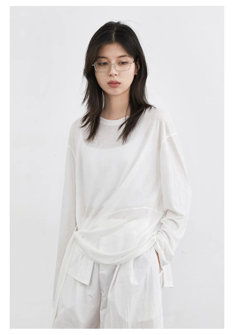 CHIC VEN Fashion Women's Pullovers Tees O Neck New Loose Solid Long Sleeve Female T-shirt Thin Female Top Spring Autumn 2025