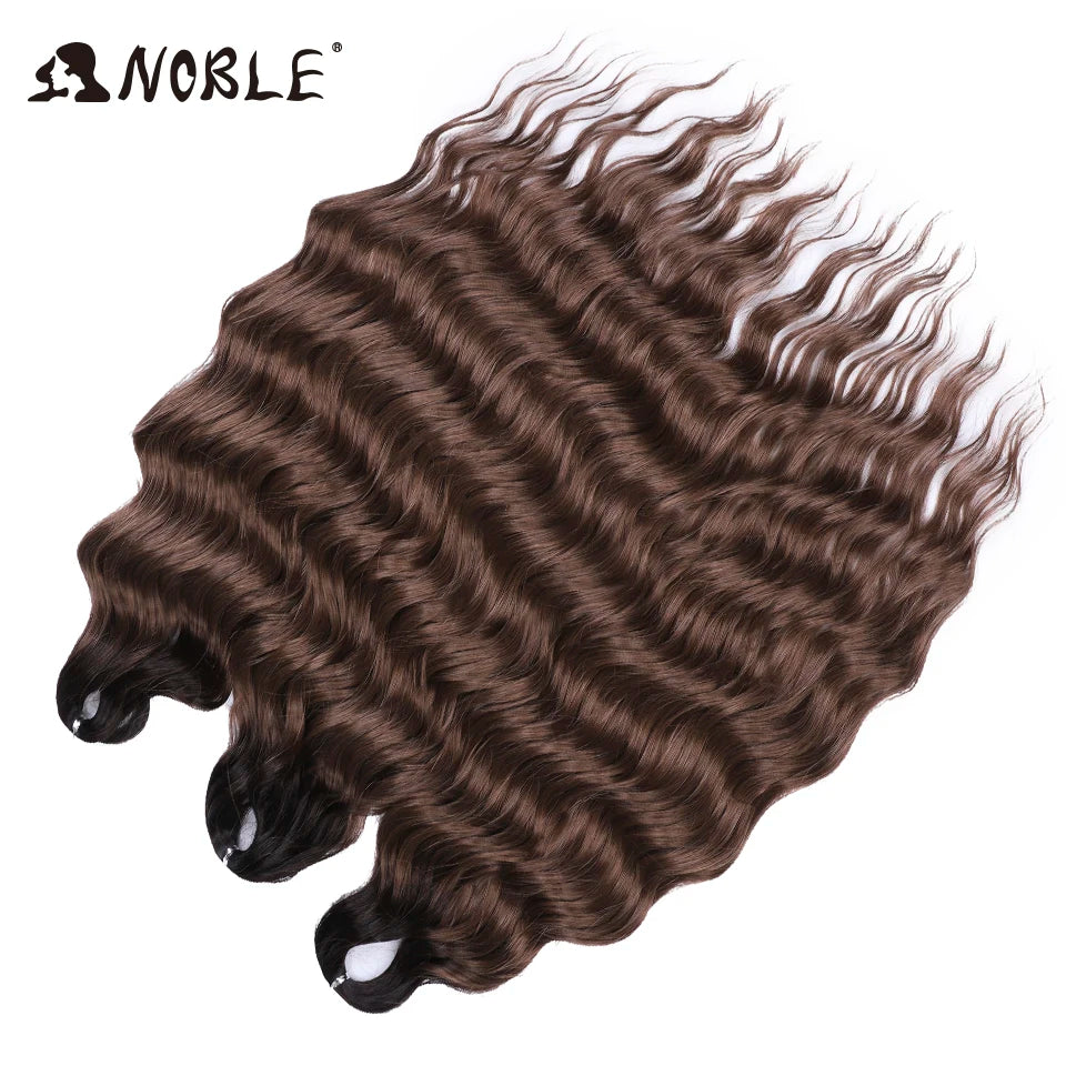 Noble 24 Inch Synthetic Hair Water Wave Braiding Hair Extensions Ombre Rainbow color Deep Wave Curl Twist Crochet Hair Extension