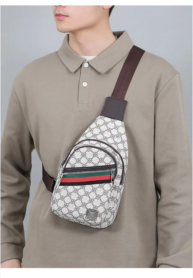 Men's Multifunction Messenger Bag Shoulder Cloth Chest Bags Crossbody Casual  Handbag with Earphone Hole