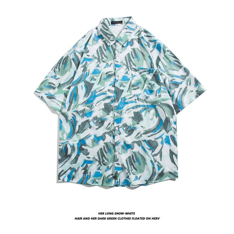 Men's Hawaiian Polyester Summer Short Sleeve Shirt Tropical Leaf 3D Pattern Printing Beach Male Shirts Casual Blouse For Men