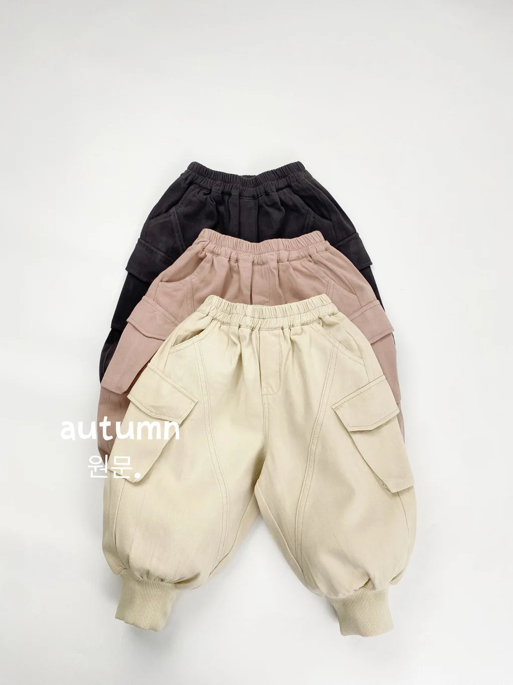 1-7 Y Kids Casual Pants  2026 Spring New Arrivals Korean Style Loose-Fit Cuffed Ankle Cargo Pants with Pockets for Boys and Girl