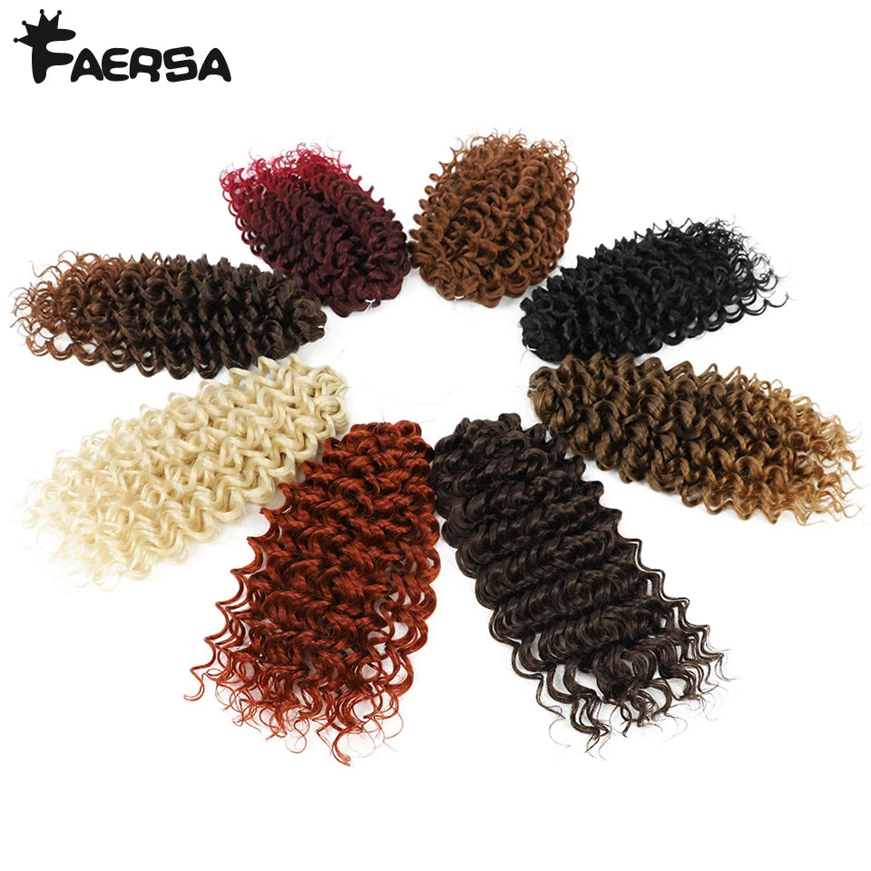 Wavy Strands Crochet Braid Hair14 18 &22inch Synthetic Ombre Wavy Curls Afro Curls Hair For Women Low Tempreture Deep Wave