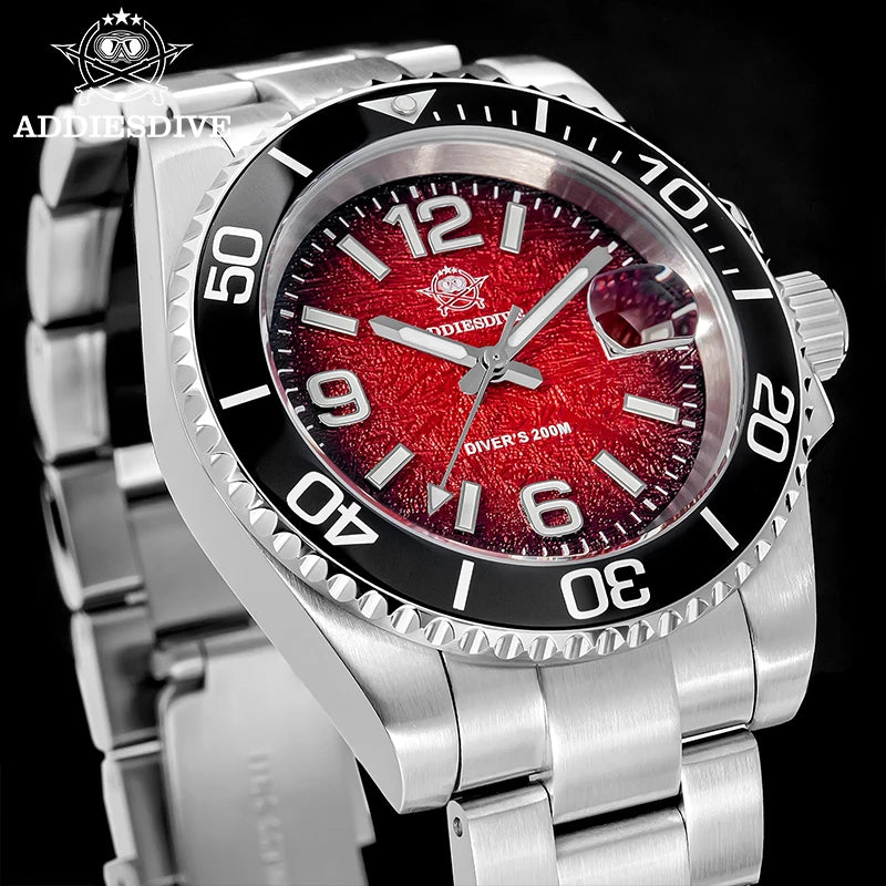 ADDIESDIVE 41mm Watches Japan 2115 Quartz Movement Luminous 200m Waterproof Dive Ceramic Bezel 316L Stainless Steel Man Watches