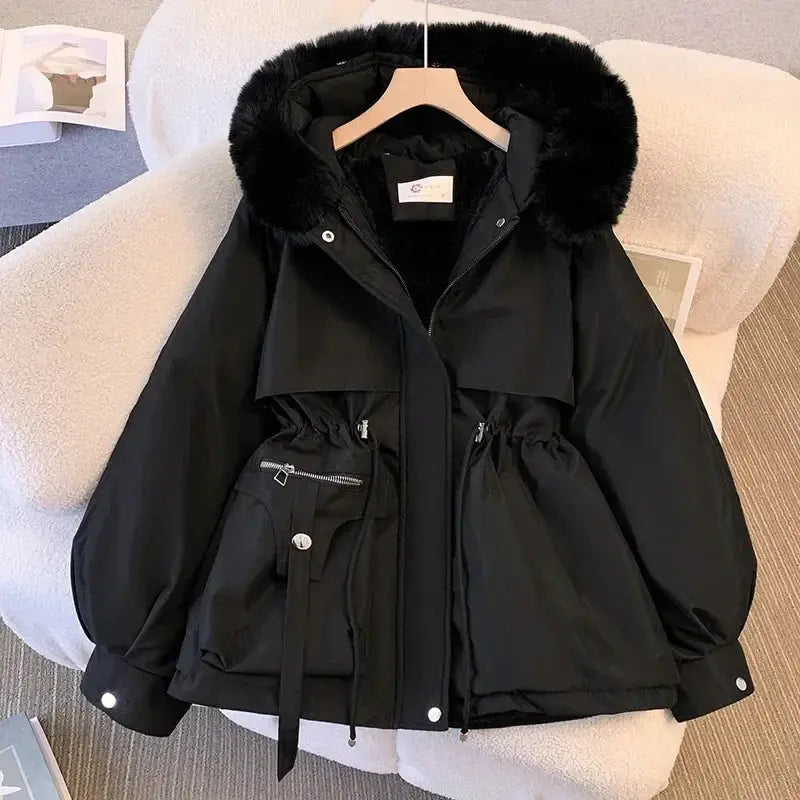 Detachable Pai Overcomes Women's Winter 2026 New Casual Down Cotton Thicken Hooded Coat Female loose Warm Wool Overcoat BAZAARHUBO