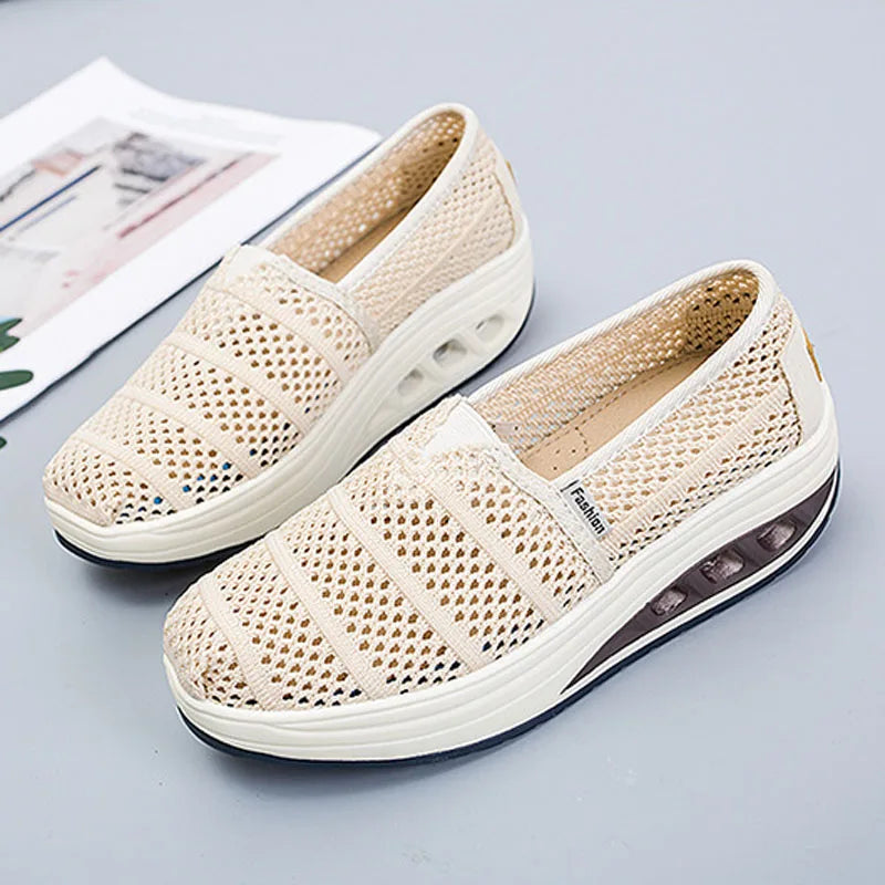 Women's Mesh Breathable Loafers Solid Color Slip On Summer Platform Sneakers Women Walking Casual Shoes Zapatos Mujer WSH5094